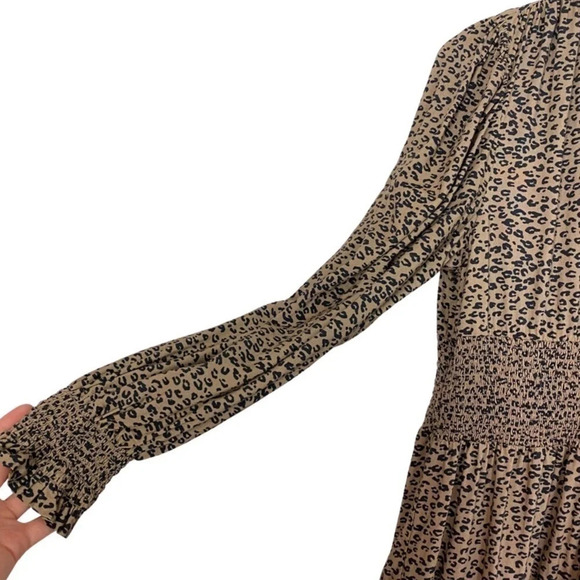 LINI Long Dress Womens Size Large Leopard Cora VNeck Tiered Print Long Sleeve - Picture 10 of 16